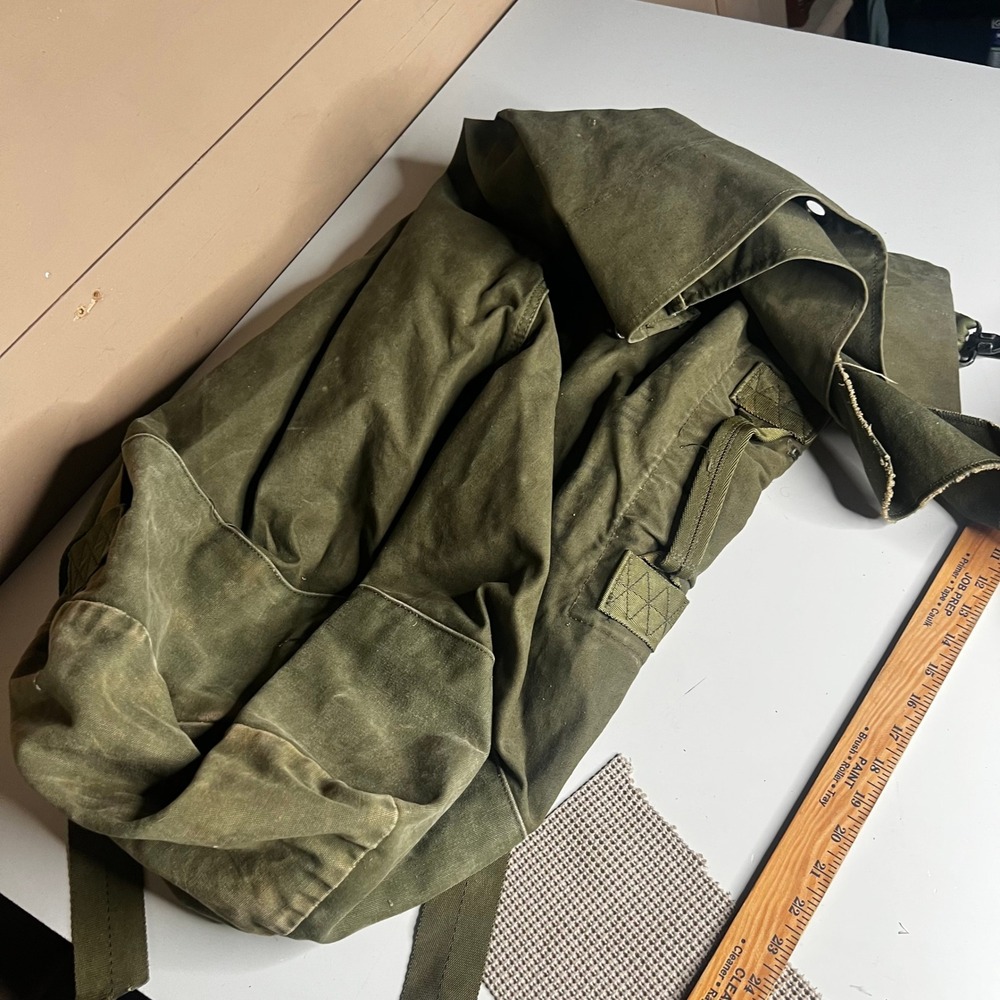 Vintage US Military Flyers Duffel Bag Olive Drab Canvas Sea Bag Backpack 34x18